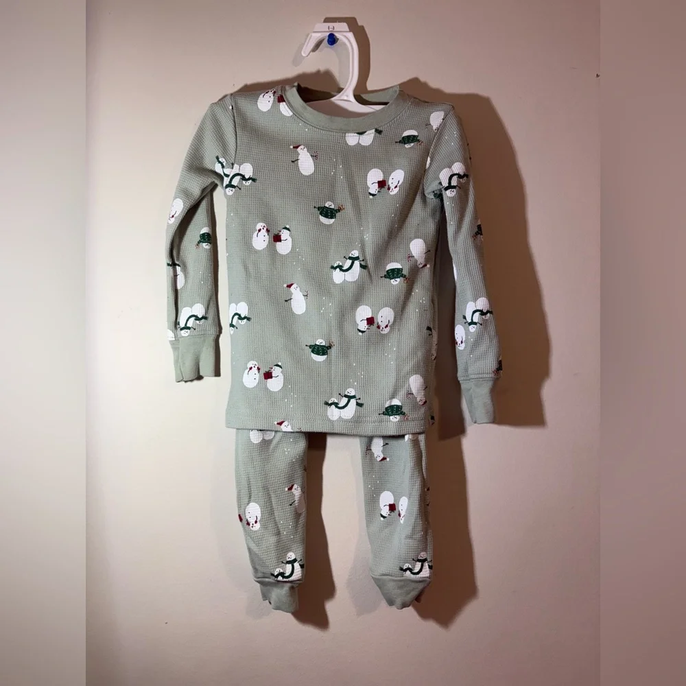 Carter's Christmas Pajamas Child of Mine Boys 2T Holiday Set 2 PC sage‎ green